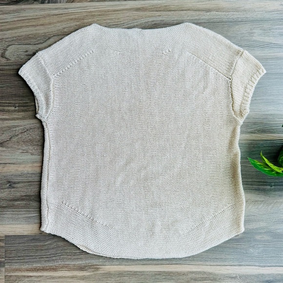 Talbots Linen Cap Sleeve Oversized Pullover Beige Knit Sweater Top - Size S - Picture 10 of 11